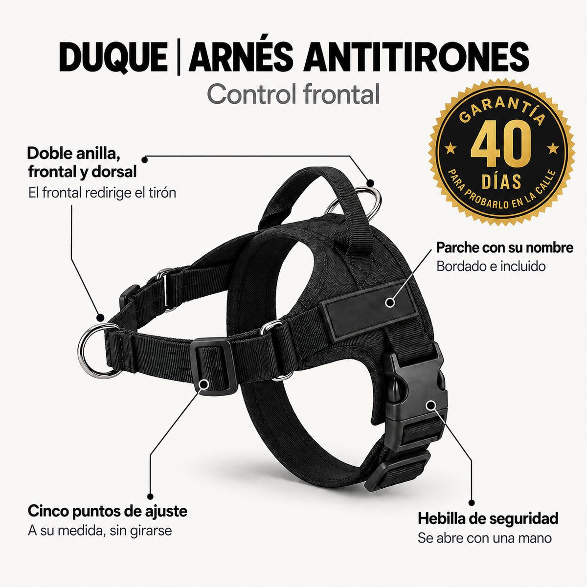 Duque | Arnés anti-tirones con enganche frontal